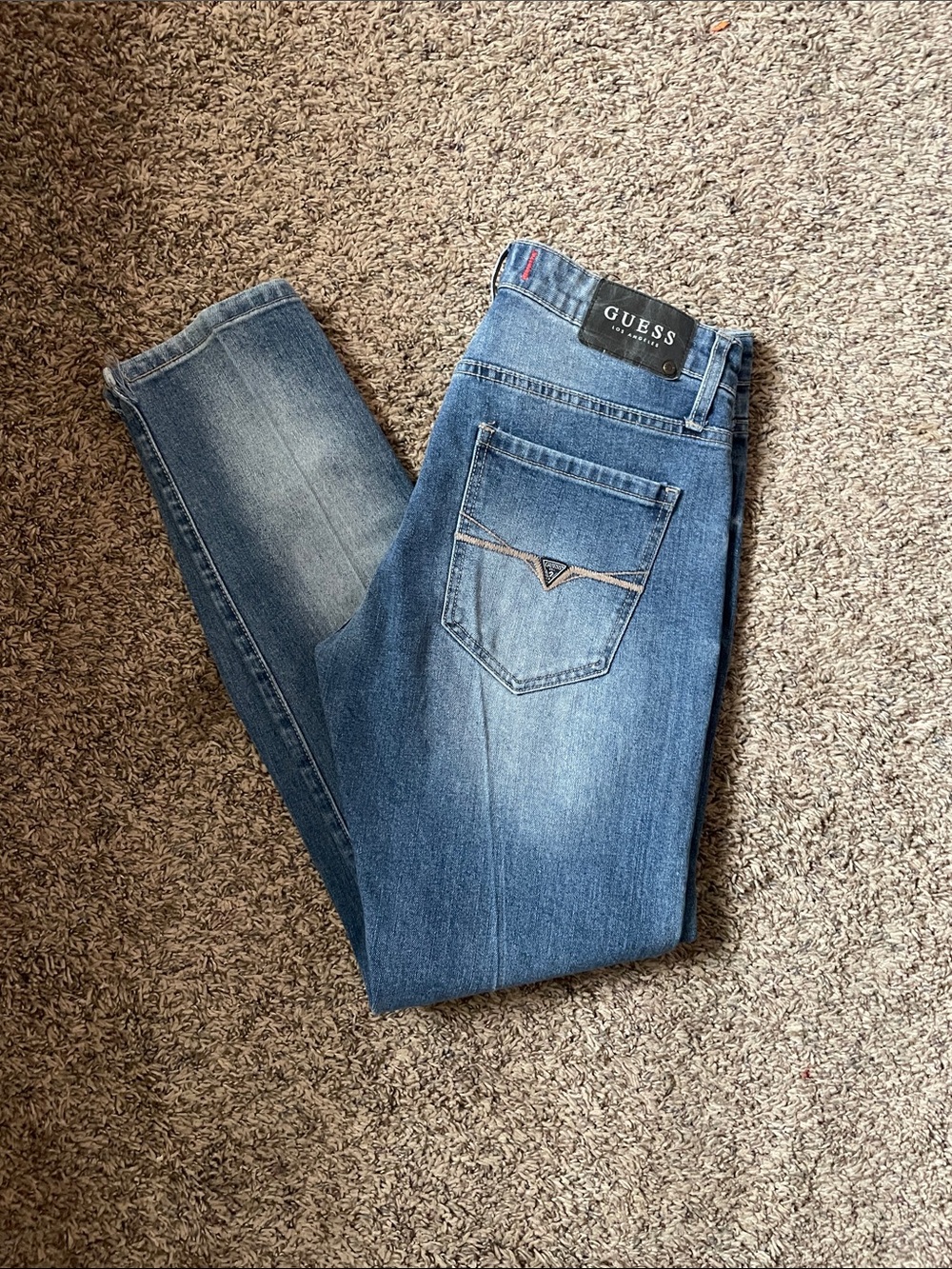 Guess Blue Wash Denim Jeans with Signature Back Pocket